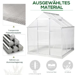 Outsunny Aluminium Gewächshaus Gartenhaus Mit Fenster Tür 193 X 187 X 205 Cm 3,6㎡ Pflanzenhaus Inkl. Fundament Treibhaus Tomatenhaus UV-, Witterungsbeständig 14 Outsunny Aluminium Gewächshaus Gartenhaus Mit Fenster Tür 193 X 187 X 205 Cm 3,6㎡ Pflanzenhaus Inkl. Fundament Treibhaus Tomatenhaus UV-, Witterungsbeständig -Günstiges Laube Lust Geschäft 7a0fbdcbfb283b3ef5ef04a825c8b682