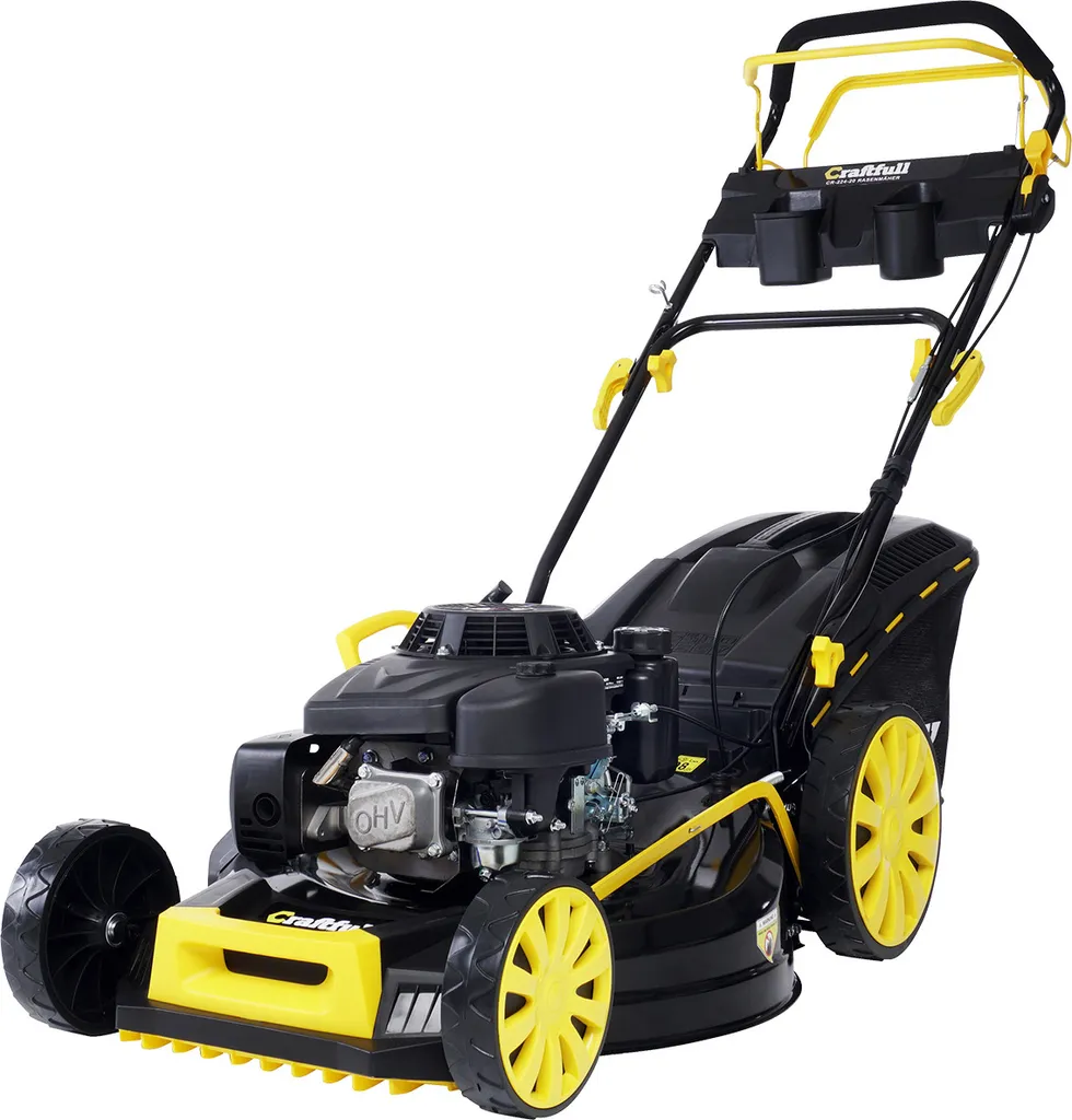 Craftfull Benzinrasenmäher CR-224-20, 56 Cm Schnittbreite, Benzin Rasenmäher Mit Radantrieb Inkl. Rasenkamm, 196 Cc, 5,2 KW / 7,1PS, Euro 5 Norm, 5in1, Marken Motor, GT-Markengetriebe, 8 Stufen Höhenverstellbar, 62 Liter Fangsack, Easy-Clean-Funktion 3 Craftfull Benzinrasenmäher CR-224-20, 56 Cm Schnittbreite, Benzin Rasenmäher Mit Radantrieb Inkl. Rasenkamm, 196 Cc, 5,2 KW / 7,1PS, Euro 5 Norm, 5in1, Marken Motor, GT-Markengetriebe, 8 Stufen Höhenverstellbar, 62 Liter Fangsack, Easy-Clean-Funktion