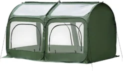 Outsunny Pop-Up Gewächshaus Mit 4 Reißverschlusstüren Treibhaus Tomatenhaus Frühbeet Stahl PVC Transparent 250 X 125 X 135 Cm