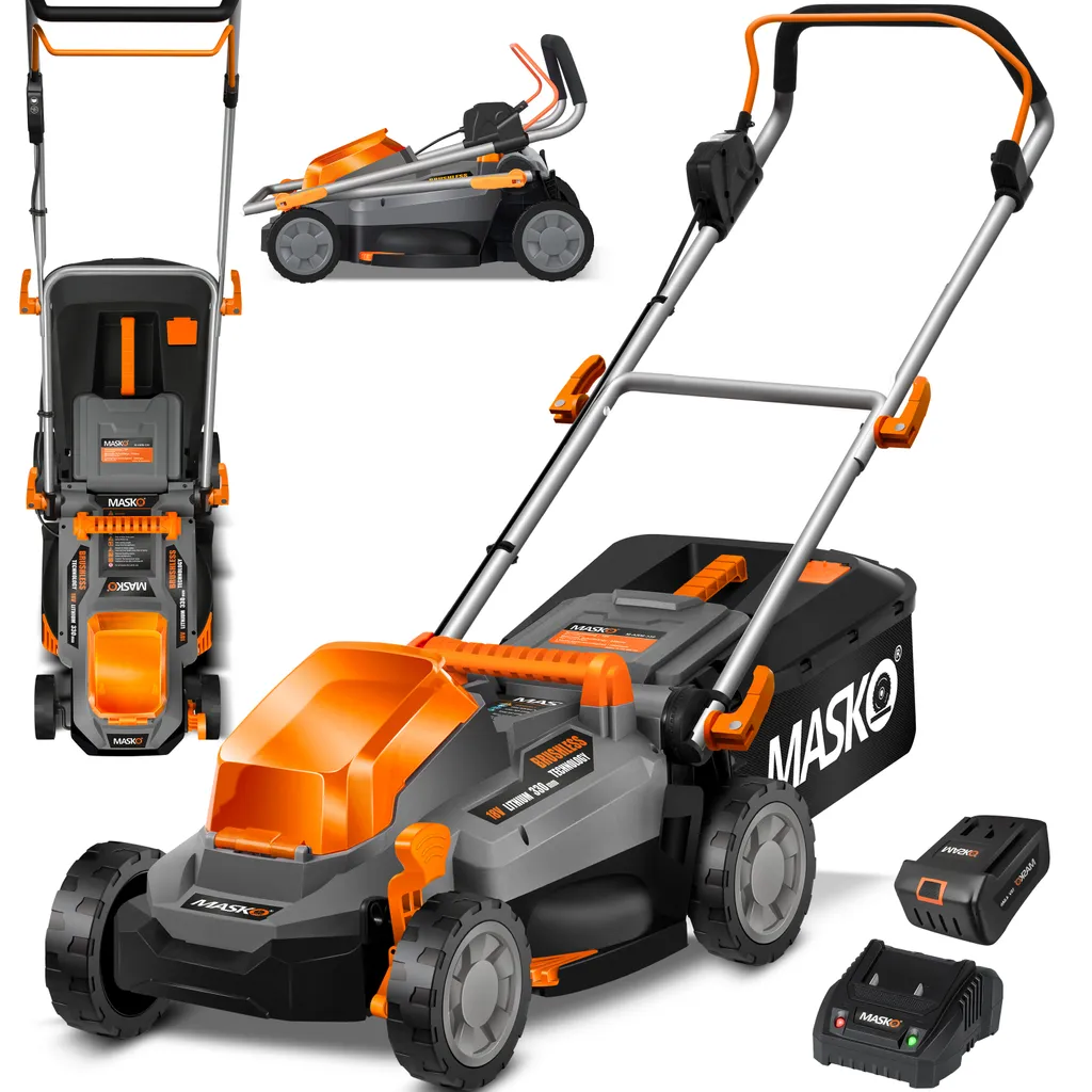 MASKO® Akku Rasenmäher ECO-X10 Inkl. Akkus Li-Ion Batterie 4 Ah & Doppel-Ladegerät – Rasentrimmer Schnittbreite, 25-75mm Schnitthöhenverstellung , Farbe:Schwarz / Orange, Größe:Schnittbreite 33cm 3 MASKO® Akku Rasenmäher ECO-X10 Inkl. Akkus Li-Ion Batterie 4 Ah & Doppel-Ladegerät – Rasentrimmer Schnittbreite, 25-75mm Schnitthöhenverstellung , Farbe:Schwarz / Orange, Größe:Schnittbreite 33cm