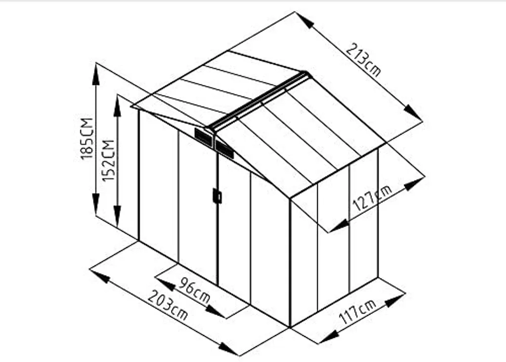 COSTWAY Gerätehaus Geräteschuppen 213x127x185cm Gartenhaus Inkl. Metallfundament Metall Dunkelgrau 7 COSTWAY Gerätehaus Geräteschuppen 213x127x185cm Gartenhaus Inkl. Metallfundament Metall Dunkelgrau – Bild 5