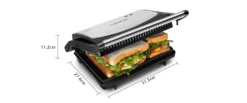Aigostar York - Sandwichmaker 800W, Grilltoaster, Panini Maker, Cool Touch-Griff, Antihaft-Platten, BPA Frei, Edelstahl, Klein, Lagerfähig, Schwarz -Günstiges Laube Lust Geschäft 7d0a17089bbc503ddaf835237c2e6e3e