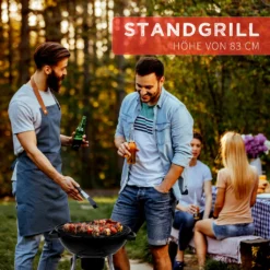 BBQ Collection Holzkohlegrill, Kugelgrill Rundgrill Ø 45 X 83 Cm Mit Deckel, Stabiler Standgrill Auf Rädern Mit Abnehmbarem Aschekasten & Ablagegitter, Schwarz -Günstiges Laube Lust Geschäft 7db4f89b7c5a07f1f02fb30d7ad093ff