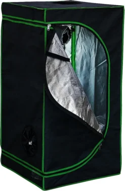 Mucola Gewächshaus Pflanzenzelt Growbox 80x80x180 Cm Schwarz Grün Indoor Pflanzenzelt Zuchtzelt Growroom Zuchtschrank Darkroom Grow Tent Frühbeet Zimmergewächshaus Growschrank