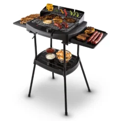 OneConcept Dr. Beef II Elektrogrill, Nutzbar Als Standgrill Oder Tischgrill, In - Und Outdoor Edition, Große Grillfläche, Bis 2000 W, Inkl. Standfuß, Thermostatstufenlos Regelbar, Schwarz -Günstiges Laube Lust Geschäft 7e041fa8a8907922a5460c48c0afc987