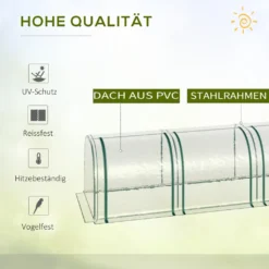 Outsunny Foliengewächshaus, Gewächshaus, Treibhaus Mit Tür, Frühbeet, Pflanzenhaus, Pflanzenaufzucht, Folie, Stahl, Transparent, 295 X 100 X 80 Cm -Günstiges Laube Lust Geschäft 7eaf51ea9d9ff784b9f8f2decb03937a