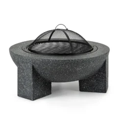 Troja Feuerschale Grill Ø 75 Cm Mit Funkenfang Stahl MgO-Kunststein Feuerfest