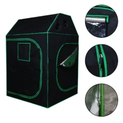 Mucola Growbox Gewächshaus Schwarz Grün Indoor Pflanzenzelt Zuchtzelt Dachschräge Zuchtschrank Grow Tent Frühbeet Zimmergewächshaus Growschrank Growroom