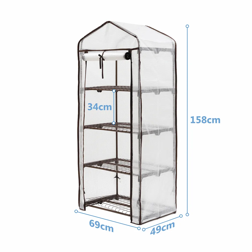 Sekey Premium Foliengewächshaus Mit 4 Etagen - 69 X 49 X 158 Cm - Treibhaus Mit 4 Regalen - Platzsparend - Hochwertiges Anzuchthaus - Weiß 7 Sekey Premium Foliengewächshaus Mit 4 Etagen - 69 X 49 X 158 Cm - Treibhaus Mit 4 Regalen - Platzsparend - Hochwertiges Anzuchthaus - Weiß – Bild 5