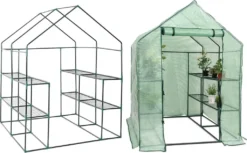 COSTWAY Gewächshaus Foliengewächshaus Treibhaus Tomatenhaus Pflanzenhaus Folienhaus Folienzelt 143x143x195cm Grün -Günstiges Laube Lust Geschäft 819f6e8fde9d5a51f4a5764d29635e0f