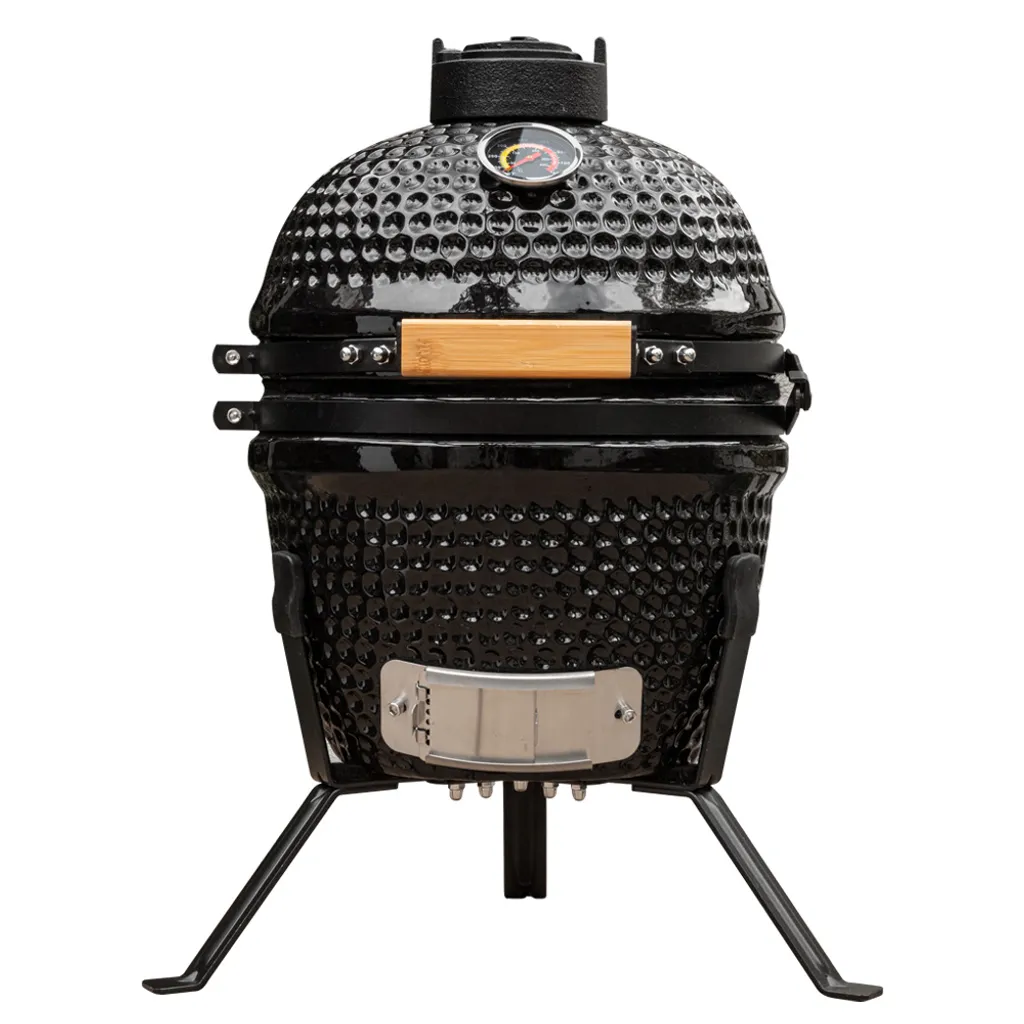 BluMill Kamado BBQ Ei - Keramikgrill 13 Zoll - Inkl. Fleischthermometer - Holzkohlegrill - Schwarz - Ø 27cm 3 BluMill Kamado BBQ Ei - Keramikgrill 13 Zoll - Inkl. Fleischthermometer - Holzkohlegrill - Schwarz - Ø 27cm