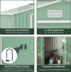 Outsunny Gerätehaus Geräteschuppen Gartenhaus Garten Schuppen Mit Fundament Und Schiebetüren Wetterfest Stahl Hellgrün 213 X 130 X 185 Cm 14 Outsunny Gerätehaus Geräteschuppen Gartenhaus Garten Schuppen Mit Fundament Und Schiebetüren Wetterfest Stahl Hellgrün 213 X 130 X 185 Cm -Günstiges Laube Lust Geschäft 81f021d0eff01b2372a2a21f60ed12ee