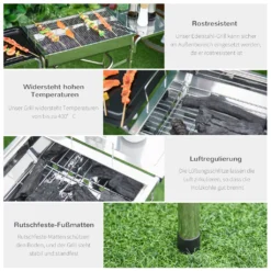 Outsunny Holzkohlegrill Grill BBQ Standgrill Holzkohle Kohlegrill Gartengrill, Edelstahl, Silber, 104 X 30 X 68 Cm -Günstiges Laube Lust Geschäft 82aab75f5b10083ed295ef33430c5dba