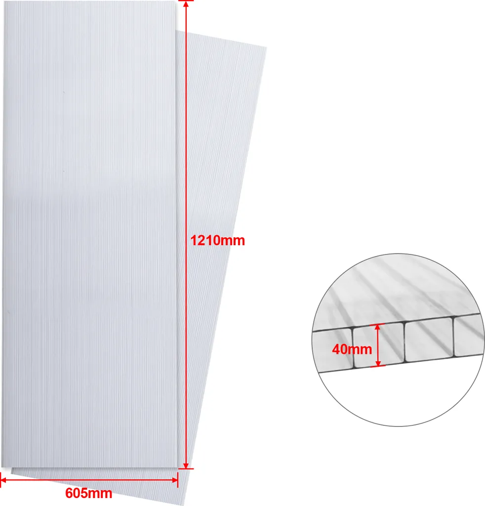 EINFEBEN 14x Doppelstegplatte Garten- & Gewächshaus-Zubehör Geringes Gewicht Hohlkammerplatte 4mm Farblos Stegplatten 4 EINFEBEN 14x Doppelstegplatte Garten- & Gewächshaus-Zubehör Geringes Gewicht Hohlkammerplatte 4mm Farblos Stegplatten – Bild 2