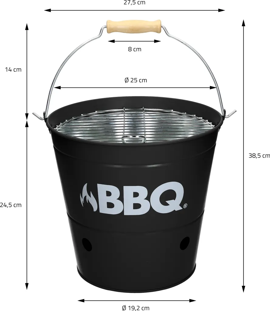 ECD Germany Grilleimer Ø 25cm Mit Grillrost Und Tragegriff, Eimergrill Aus Edelstahl In Matt Schwarz, Minigrill Mit Belüftung, Campinggrill Holzkohlegrill BBQ Grill Picknickgrill Grillkübel Feuerkübel 8 ECD Germany Grilleimer Ø 25cm Mit Grillrost Und Tragegriff, Eimergrill Aus Edelstahl In Matt Schwarz, Minigrill Mit Belüftung, Campinggrill Holzkohlegrill BBQ Grill Picknickgrill Grillkübel Feuerkübel – Bild 6