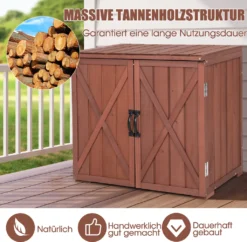 COSTWAY Gartenschrank Holz, Lagerschrank Garten, Holzschrank Mit Doppeltüren Und Griffen, Geräteschrank Gerätehaus Geräteschuppen, Schuppen Schrank, Werkzeugschrank Braun, 77 X 56 X 72 Cm -Günstiges Laube Lust Geschäft 879da29f356c1d8dde2224a42fcbf887