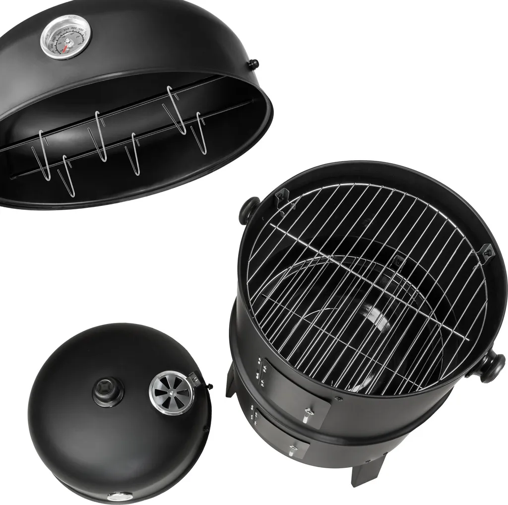 Tectake Holzkohlegrill Räuchertonne 3 In 1 - Schwarz 11 Tectake Holzkohlegrill Räuchertonne 3 In 1 - Schwarz – Bild 9