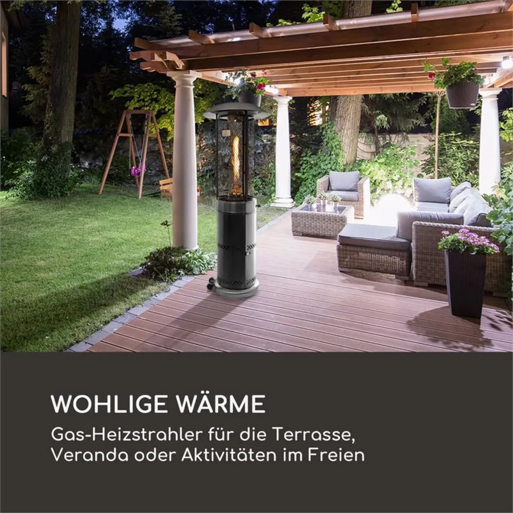 Blumfeldt Heizstrahler, Outdoor-Heizung Für Garten & Terrasse, Mobiler Heizpilz, Heizstrahler Mit Gas Und Elektrischer Zündung, Terrassenheizstrahler Mit 360° Fire View, Gasheizungen Mit Bodenrollen 4 Blumfeldt Heizstrahler, Outdoor-Heizung Für Garten & Terrasse, Mobiler Heizpilz, Heizstrahler Mit Gas Und Elektrischer Zündung, Terrassenheizstrahler Mit 360° Fire View, Gasheizungen Mit Bodenrollen – Bild 2