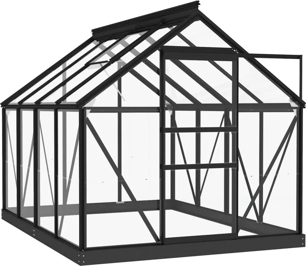 Chunhe Glas Gewächshaus Anthrazit 155x200,5x191 Cm Aluminium 4 Chunhe Glas Gewächshaus Anthrazit 155x200,5x191 Cm Aluminium – Bild 2