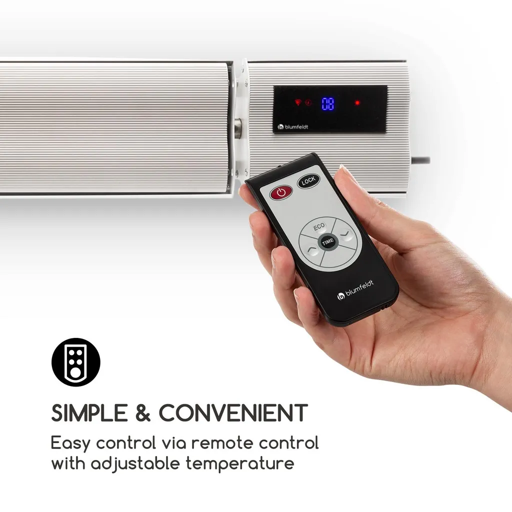 Blumfeldt Cosmic Beam Plus Terrassenheizstrahler Infrarot-Heizstrahler Elektroheizung , Dunkelstrahler , IR Comfort Heat , 2400 W , Thermostat: 5 - 45 °C , IP44 , Timer , Decken- Oder Wandinstallation , Fernbedienung , Aluminiumgehäuse , Weiß 9 Blumfeldt Cosmic Beam Plus Terrassenheizstrahler Infrarot-Heizstrahler Elektroheizung , Dunkelstrahler , IR Comfort Heat , 2400 W , Thermostat: 5 - 45 °C , IP44 , Timer , Decken- Oder Wandinstallation , Fernbedienung , Aluminiumgehäuse , Weiß – Bild 7