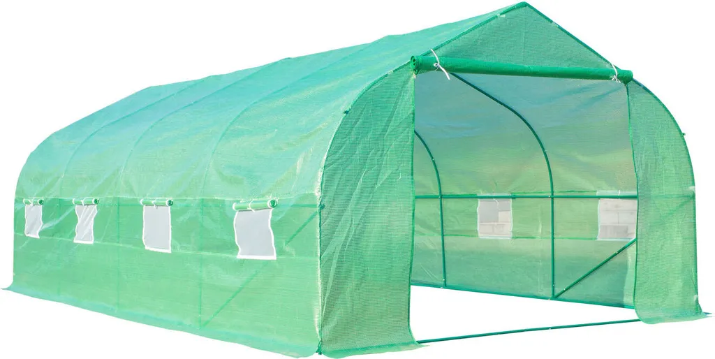 Outsunny Folien Gewächshaus Foliengewächshaus Treibhaus Frühbeet Pflanzenhaus Tomatenhaus Giebeldach 600 × 300B × 200H Cm 4 Outsunny Folien Gewächshaus Foliengewächshaus Treibhaus Frühbeet Pflanzenhaus Tomatenhaus Giebeldach 600 × 300B × 200H Cm – Bild 2