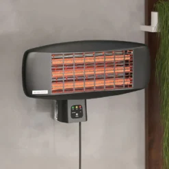 XAVIER | Wandheizstrahler | Schwarz | 2000W | 3 Heizstufen | Heizstrahler Wand, Infrarotstrahler Terrasse