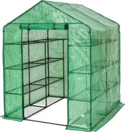 Tectake Foliengewächshaus Mit Quadratischer Grundfläche 143x143x195cm - Grün