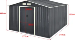 Gartenschuppen 277x319x192cm Aus Metall Gerätehaus Mit Metallrahmen Dunkelgrau -Günstiges Laube Lust Geschäft 8bdd622d961750699b1a3277f3573d01