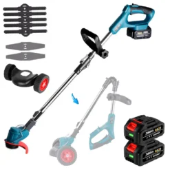 1500W Elektrorasenmäher Akku Rasenmäher Mit Rolle Und 2 Batterien