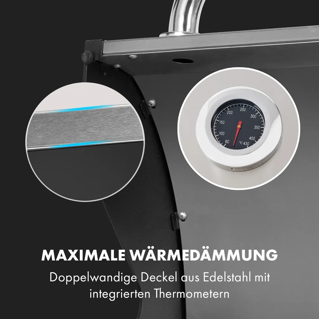 Klarstein Gasgrill Und Pizzaofen, Seitenbrenner Gasgrill Mit 6 Brenner, 20,5kW Edelstahl-Gasgrill, BBQ Gasgrill Für Balkon & Garten, Grill Für Propan, Gasgrills Mit Pizzastein & Thermometer 3 Klarstein Gasgrill Und Pizzaofen, Seitenbrenner Gasgrill Mit 6 Brenner, 20,5kW Edelstahl-Gasgrill, BBQ Gasgrill Für Balkon & Garten, Grill Für Propan, Gasgrills Mit Pizzastein & Thermometer