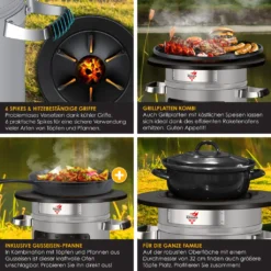 KESSER® Raketenofen Inkl. Grillpfanne Aus Gusseisen Mit Tragetasche Dutch Oven BBQ Rakete Holzofen Camping Campingkocher Campinggrill, Edelstahl, Farbe:Grau -Günstiges Laube Lust Geschäft 8ddd6d804491b93b207539e7fe9cfc85