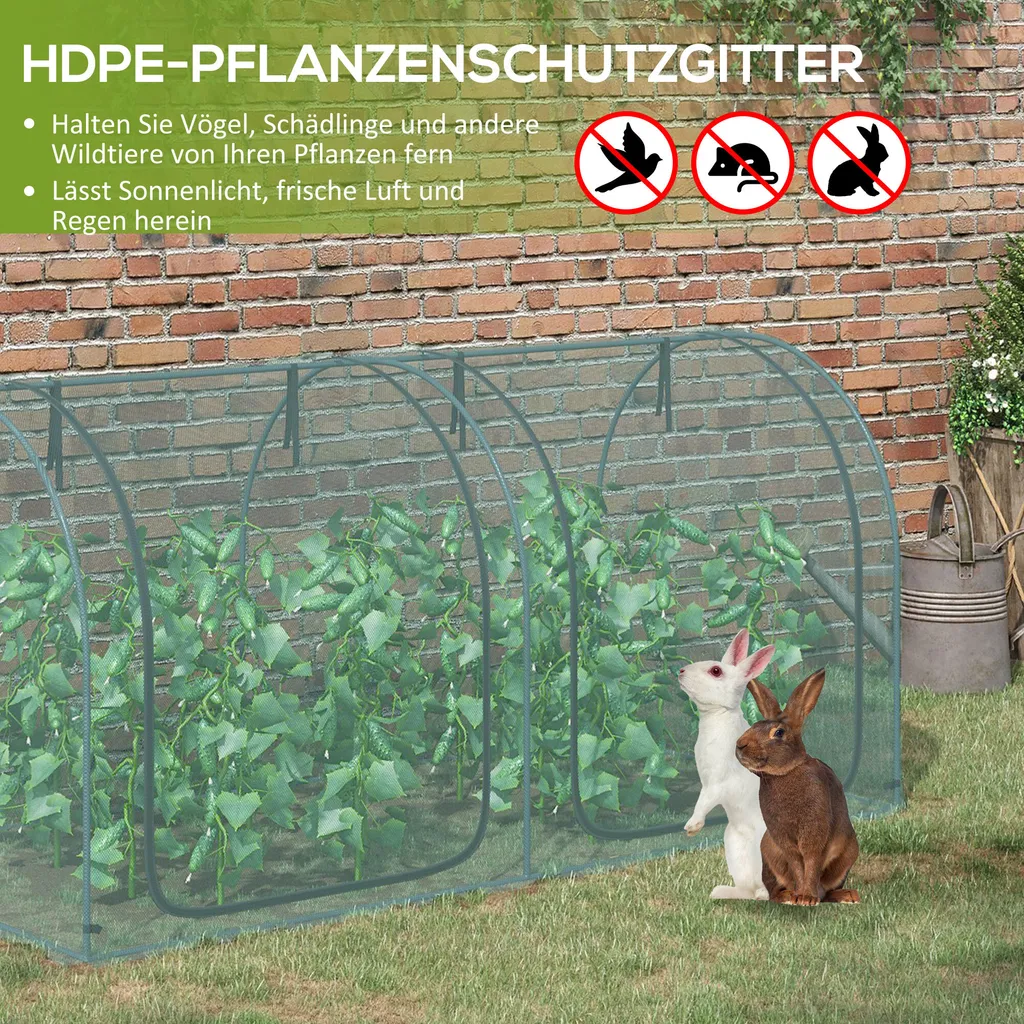 Outsunny 2,49 X 1,2 M Mini Gewächshaus, Pflanzenschutzzelt Mit Tür, Winddcihtes Tomatenhaus, Treibhaus Mit Stahlrahmen, HDPE-Netz Für Garten, Balkon, Dunkelgrün 6 Outsunny 2,49 X 1,2 M Mini Gewächshaus, Pflanzenschutzzelt Mit Tür, Winddcihtes Tomatenhaus, Treibhaus Mit Stahlrahmen, HDPE-Netz Für Garten, Balkon, Dunkelgrün – Bild 4