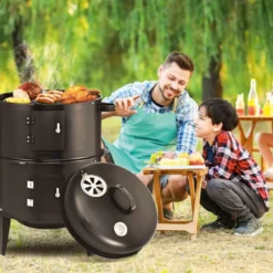 Deuba 3in1 Smoker Inkl. Thermometer Leichter Transport Räucherofen Holzkohlegrill BBQ Rundgrill Räuchertonne -Günstiges Laube Lust Geschäft 8f3d2fff65e6d0e1555b4bd114a3c77e