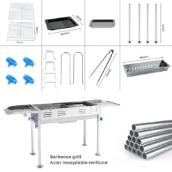 BIGZZIA Grill Aus Edelstahl, 2 In 1 Tragbarer Holzkohlegrill Mit Brat- Und BBQ-Funktion, Höhenverstellbarer Grill Holzkohle Mit Doppelseitiger Ablagefläche, Idealer BBQ-Grill Für Camping, Garten -Günstiges Laube Lust Geschäft 90cecb7a41db2a0986332bec45082370