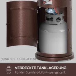 Outsunny Heizstrahler Gas Für Terrasse Runde Gas Feuerstelle Mit Lavagestein Terrassenheizer Mit Glasschutz 10,5 KW Metall Glas Bronze Ø40 X 86H Cm -Günstiges Laube Lust Geschäft 9148bc10a326344a98575c487bab6832