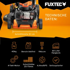 FUXTEC Benzin Rasenmäher FX-RM5196 Motormäher 196ccm GT Mäher Benzinmäher 6PS -Günstiges Laube Lust Geschäft 927f92401a528dfe602eb3754b9d509c