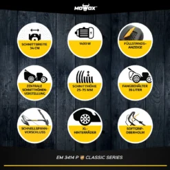 MOWOX Elektrorasenmäher EM 3414 P, 1400 W -Günstiges Laube Lust Geschäft 92c9a188c681e9ef85a7aa4b486bea24