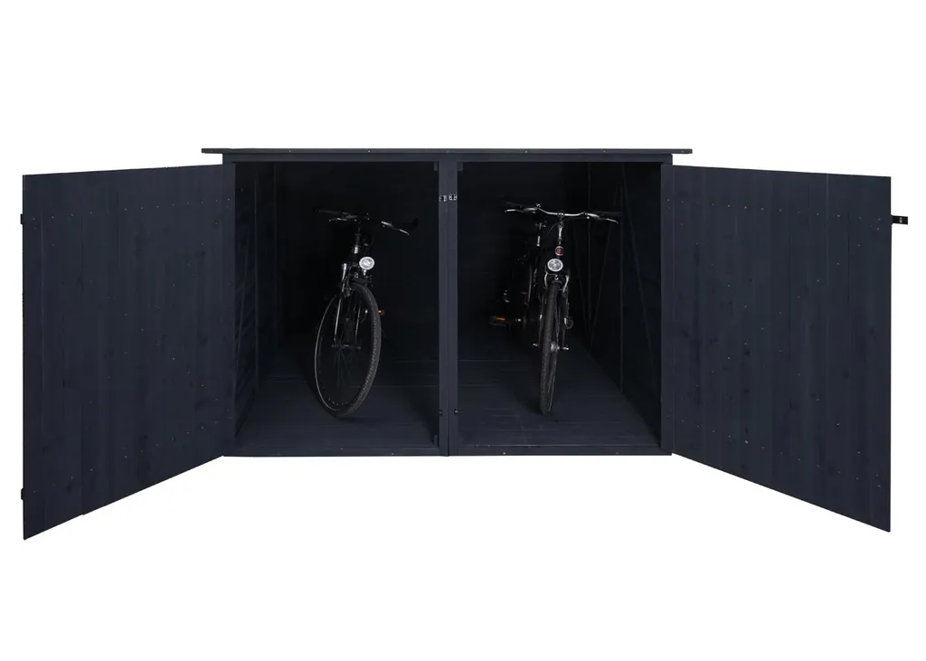 2er-Fahrradgarage HWC-H60, Fahrradbox Geräteschuppen Gerätehaus, Abschließbar 151x200x200cm Anthrazit 4 2er-Fahrradgarage HWC-H60, Fahrradbox Geräteschuppen Gerätehaus, Abschließbar 151x200x200cm Anthrazit – Bild 2