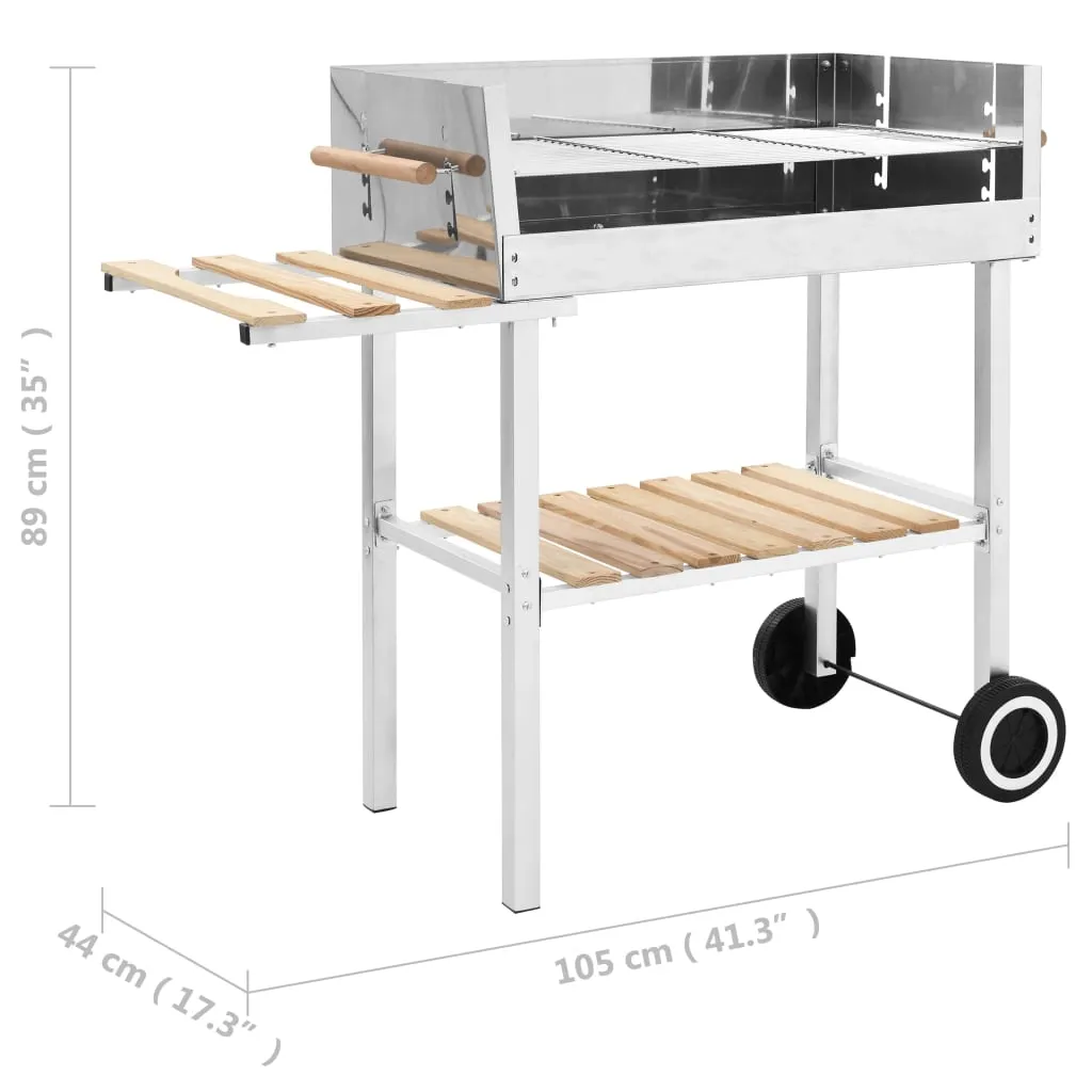 VidaXL XXL Holzkohlegrill Grillwagen Mit 2 Regalen Edelstahl 8 VidaXL XXL Holzkohlegrill Grillwagen Mit 2 Regalen Edelstahl – Bild 6