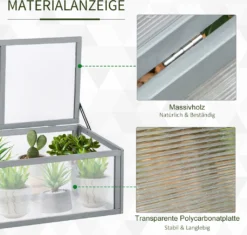 Outsunny Frühbeet Treibhaus Gewächshaus Frühbeetkasten Pflanzenbeet Mit Abdeckung Aus Holz Und Polycarbonat Wetterfest Grau 90 X 46 X 40 Cm -Günstiges Laube Lust Geschäft 94490479bf297df3275eea8b9b5306aa