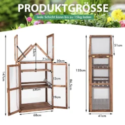 COSTWAY Frühbeet Mini Gewächshaus, 3-stöckiges Pflanzenbeet Mit Aufklappbarem Dach, Anzuchthaus Mit 2 Türen, Treibhaus, Aufzuchtschrank Für Balkon Garten, Braun, 71x41x133cm -Günstiges Laube Lust Geschäft 96373b7381f8eb9b5911309fe3e26f97