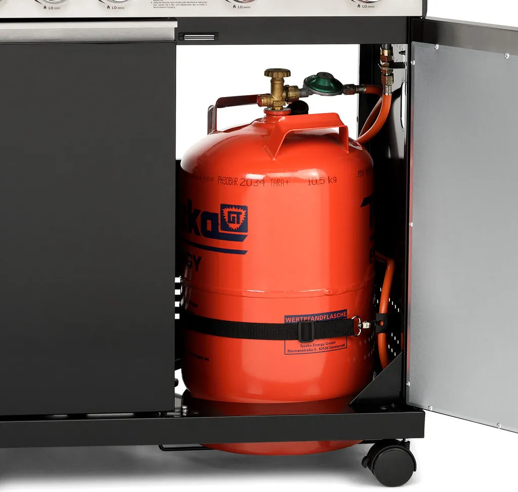 TAINO Black 4+1 Gasgrill Inkl. Zubehör Edelstahl Sear-Burner Power-Zone Keramik-Brenner BBQ Grillwagen Gusseisen Seitenkocher Piezozündung 9 TAINO Black 4+1 Gasgrill Inkl. Zubehör Edelstahl Sear-Burner Power-Zone Keramik-Brenner BBQ Grillwagen Gusseisen Seitenkocher Piezozündung – Bild 7