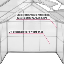Tectake Gewächshaus Aus Aluminium Mit Fundament - 250 X 185 X 195 Cm