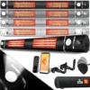 KESSER® Infrarot Heizstrahler 3000W IR-Gastro-Bar Inkl. LED Licht Terrassenstrahler Mit WiFi & Fernbedienung Inkl. Schutzhülle Infrarotstrahler Quarzstrahler Terrassenheizer Wand-Heizstrahler, Farbe:Schwarz