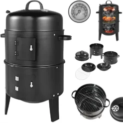 Deuba 3in1 Smoker Inkl. Thermometer Leichter Transport Räucherofen Holzkohlegrill BBQ Rundgrill Räuchertonne -Günstiges Laube Lust Geschäft 971039419101de0653520eadc6c4fc14