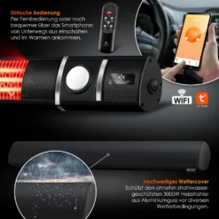 KESSER® Infrarot Heizstrahler 3000W IR-Gastro-Bar Inkl. LED Licht Terrassenstrahler Mit WiFi & Fernbedienung Inkl. Schutzhülle Infrarotstrahler Quarzstrahler Terrassenheizer Wand-Heizstrahler, Farbe:Schwarz -Günstiges Laube Lust Geschäft 972dda13bbcec5aa14a72d3d854036ab
