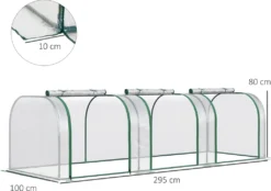Outsunny Foliengewächshaus, Gewächshaus, Treibhaus Mit Tür, Frühbeet, Pflanzenhaus, Pflanzenaufzucht, Folie, Stahl, Transparent, 295 X 100 X 80 Cm -Günstiges Laube Lust Geschäft 980dd7b3dfb284c06ce8bebc5c7c1933