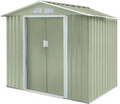 HATTORO S100 Gerätehaus Metall Gartenhaus Metallgartenhaus Geräte-Schuppen Hellgrün