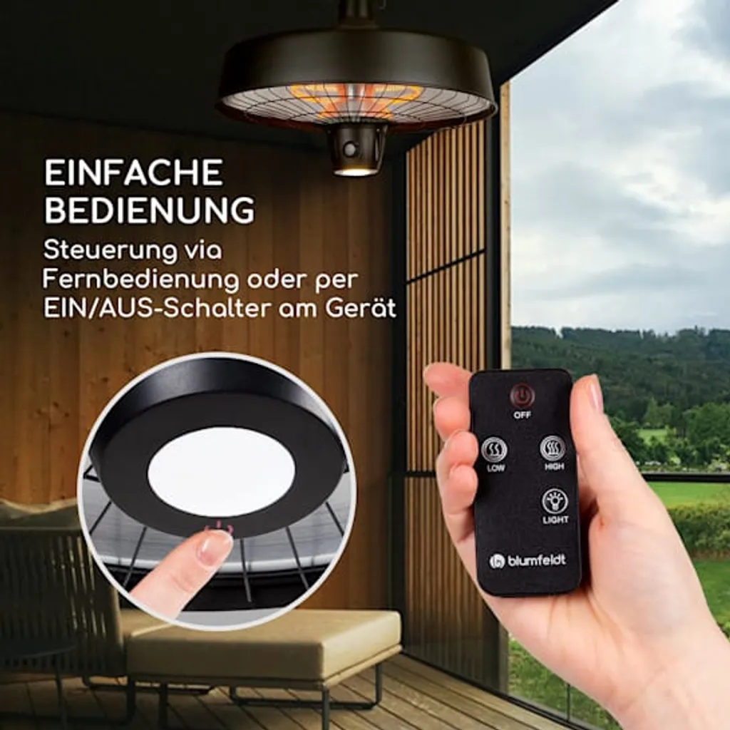Blumfeldt Camden Heat Deluxe Infrarot-Heizstrahler 2500W , LED , IP24 , Decken-Heizstrahler Im Retro-Design Für Den Außenbereich , Wirkungsbereich: Bis Zu 50 M² 6 Blumfeldt Camden Heat Deluxe Infrarot-Heizstrahler 2500W , LED , IP24 , Decken-Heizstrahler Im Retro-Design Für Den Außenbereich , Wirkungsbereich: Bis Zu 50 M² – Bild 4