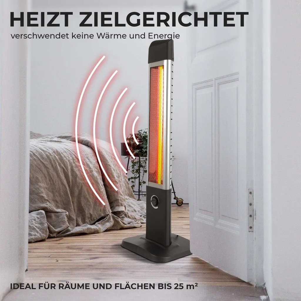 Standheizstrahler Infrarot 2000W Elektro Terrassen Wärmestrahler Infrarotstrahler Für Innen- & Außenbereich IP34 Turm Heizstrahler Heizpilz 7 Standheizstrahler Infrarot 2000W Elektro Terrassen Wärmestrahler Infrarotstrahler Für Innen- & Außenbereich IP34 Turm Heizstrahler Heizpilz – Bild 5